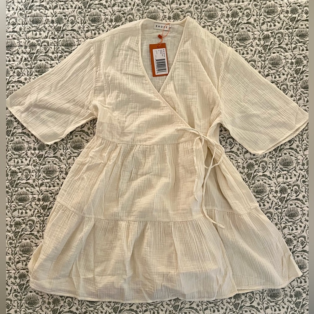NWT RHODE Magdalena Wrap Cotton Minidress, XS